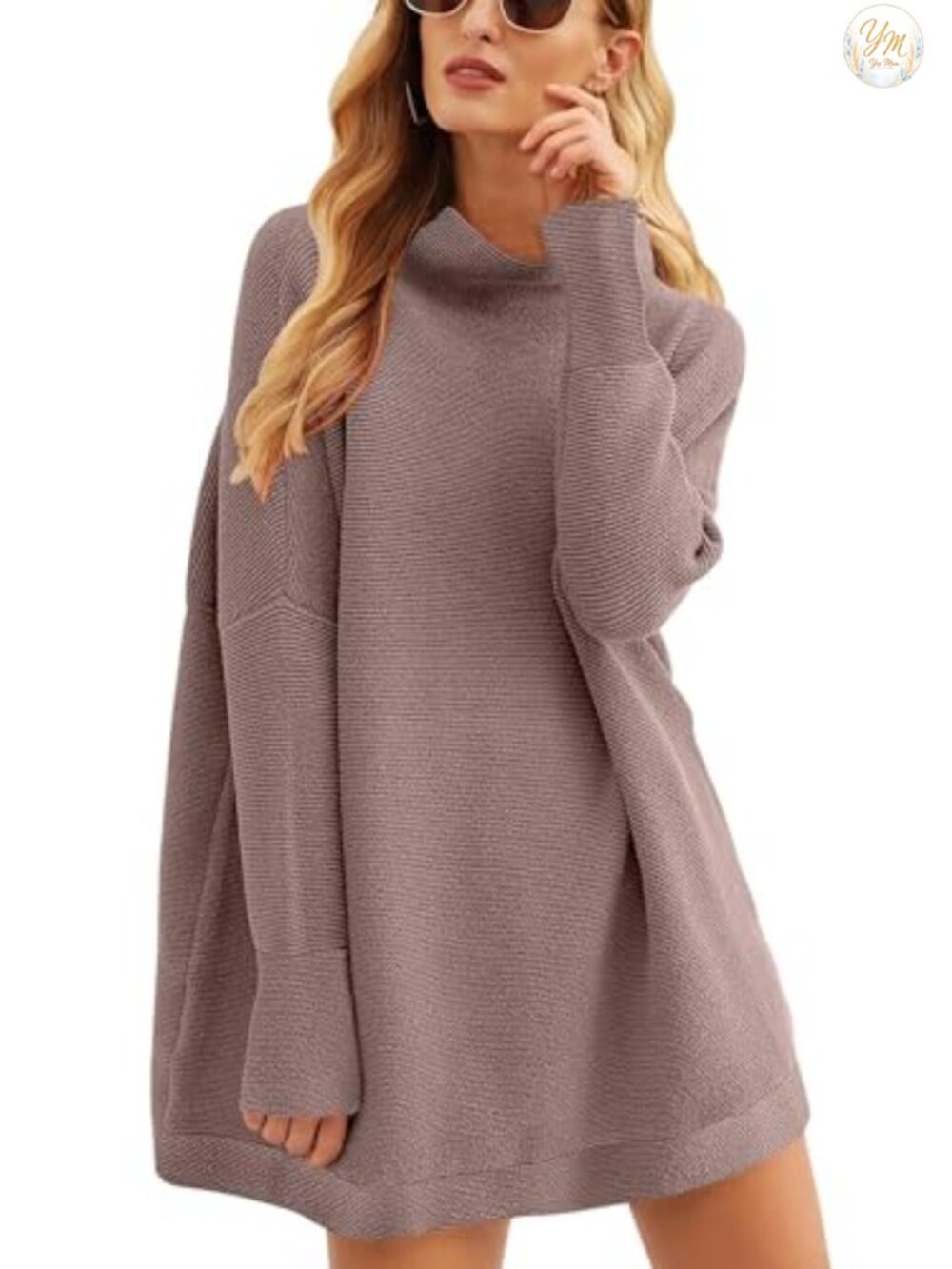 Oversized Turtleneck Tunic Sweater Long Sleeve Pullover Womens